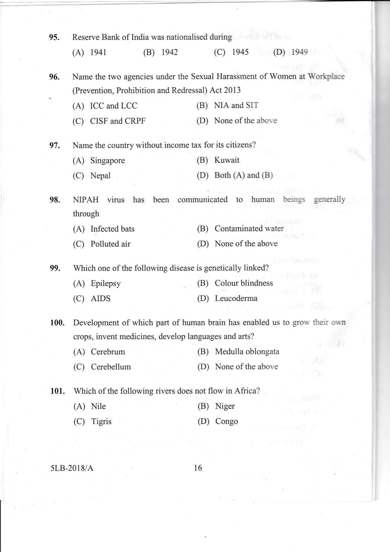 KLEE 5 Year LLB Exam 2018 Question Paper - Page 16
