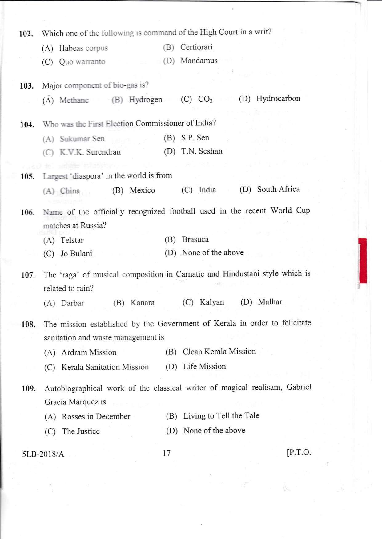 KLEE 5 Year LLB Exam 2018 Question Paper - Page 17