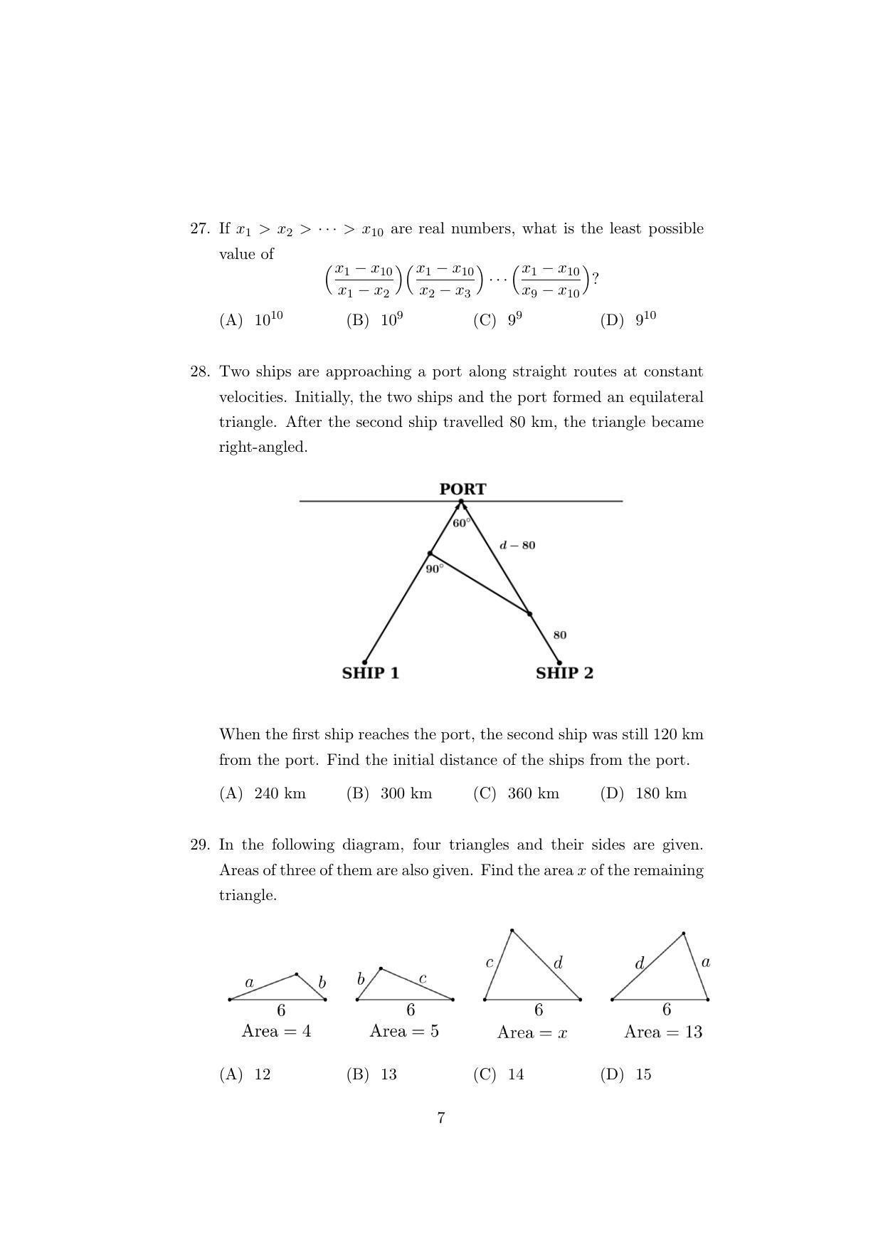 ISI Admission Test B.Stat UGA 2022 Sample Paper - Page 7