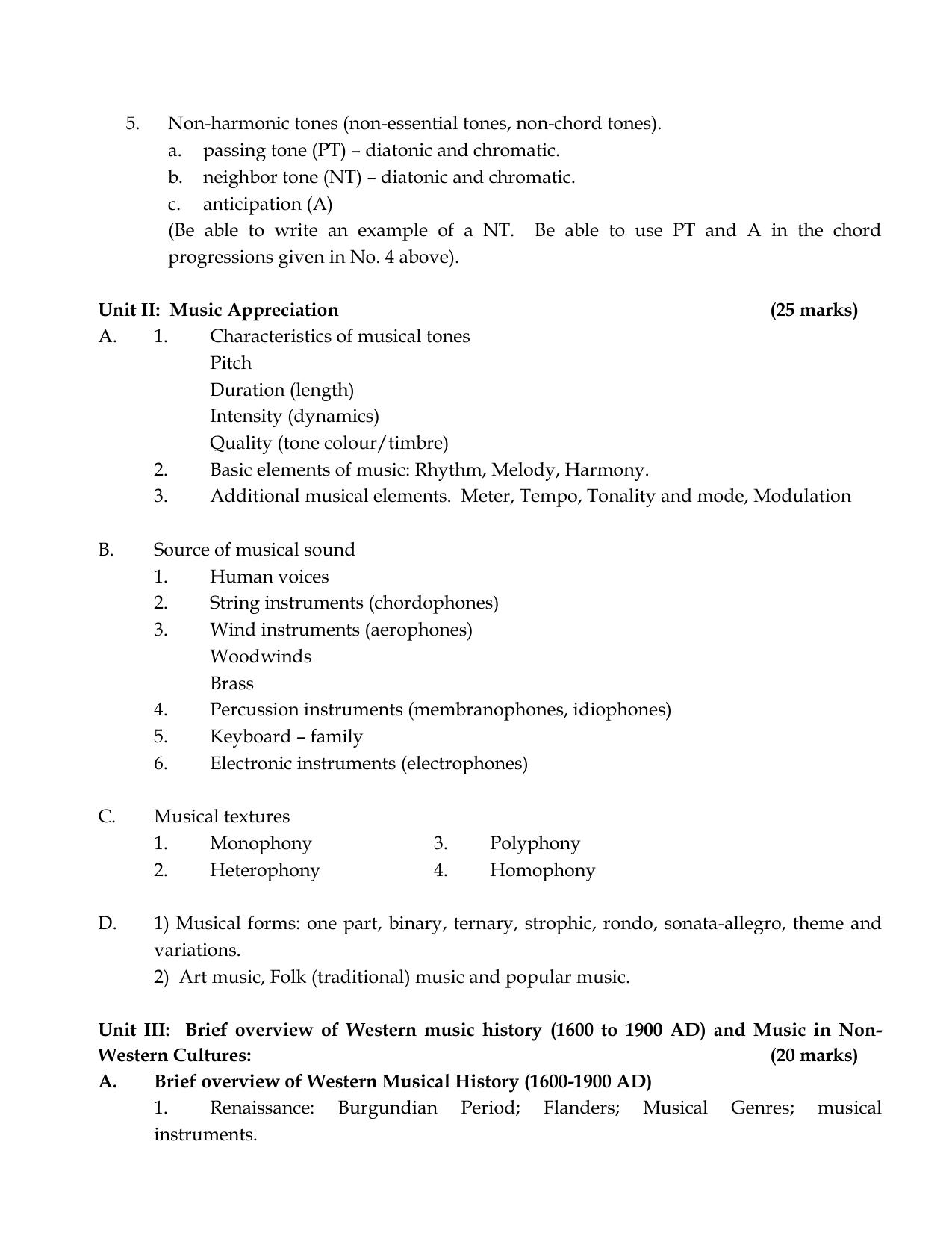 Meghalaya Board Music Syllabus for Class XI & XII  - Page 5