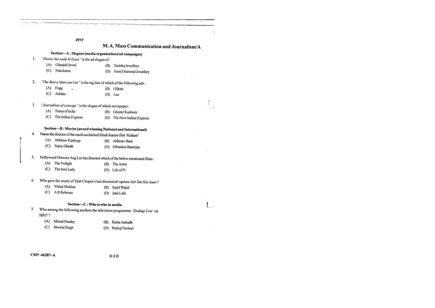 KUET 2023 M.A. Mass Communication & Journalism Question Paper - Page 80