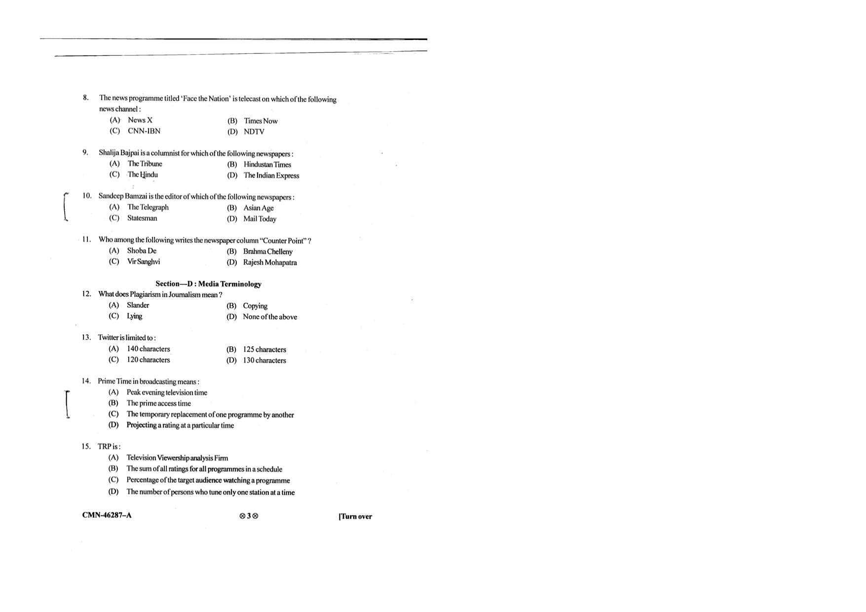 KUET 2023 M.A. Mass Communication & Journalism Question Paper - Page 81