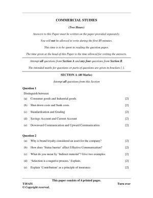ICSE Class 10 Commercial Studies 2018 Question Paper