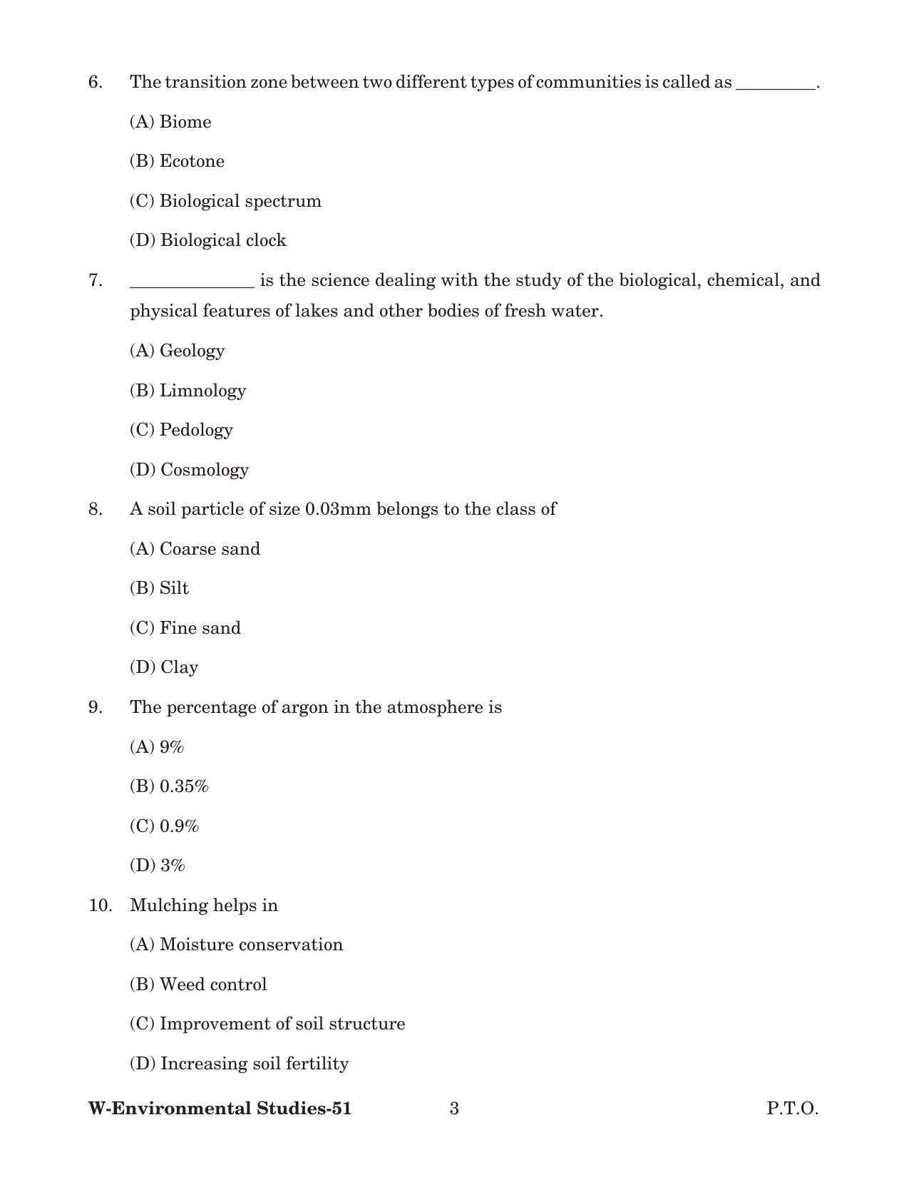 Odisha CPET 2022 ENVIRONMENTAL STUDIES Question Paper - Page 3
