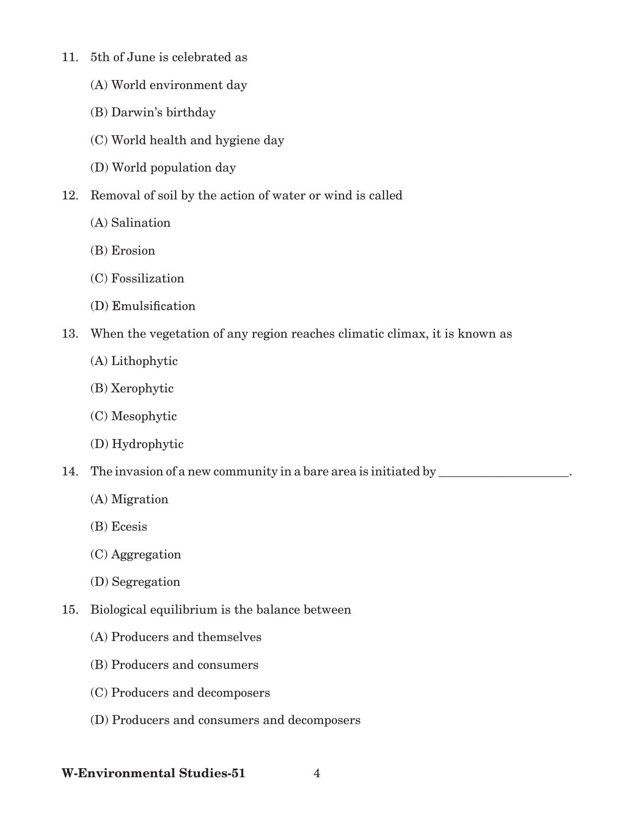 Odisha CPET 2022 ENVIRONMENTAL STUDIES Question Paper - Page 4