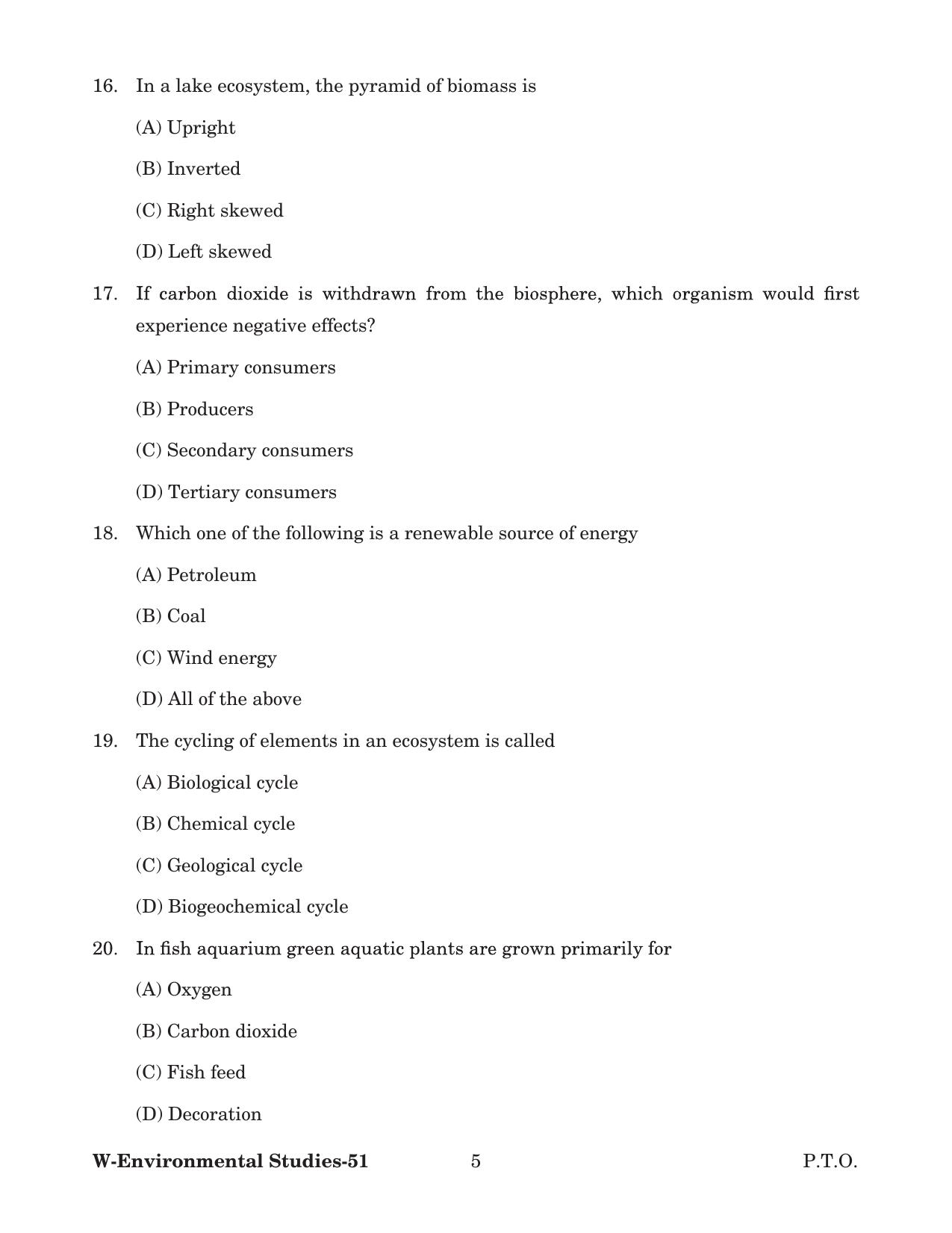 Odisha CPET 2022 ENVIRONMENTAL STUDIES Question Paper - Page 5