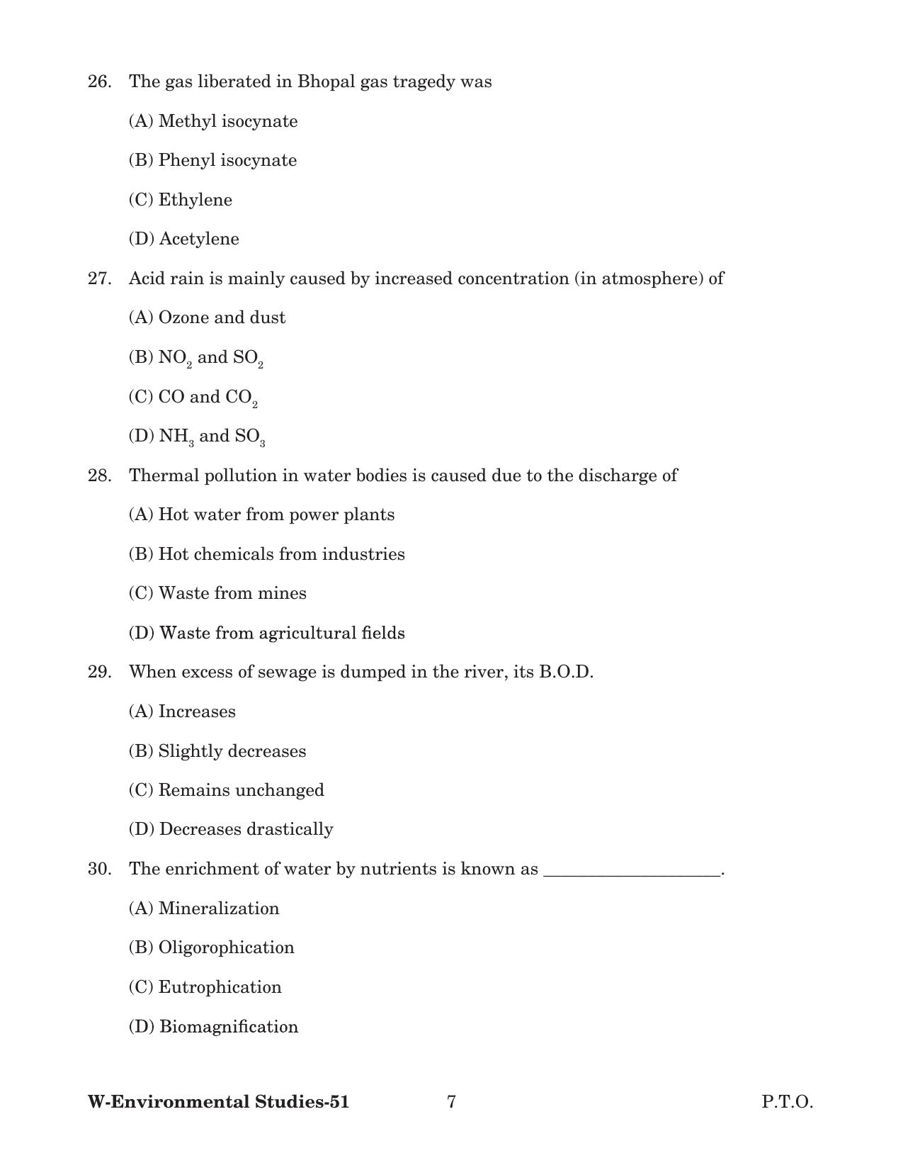 Odisha CPET 2022 ENVIRONMENTAL STUDIES Question Paper - Page 7