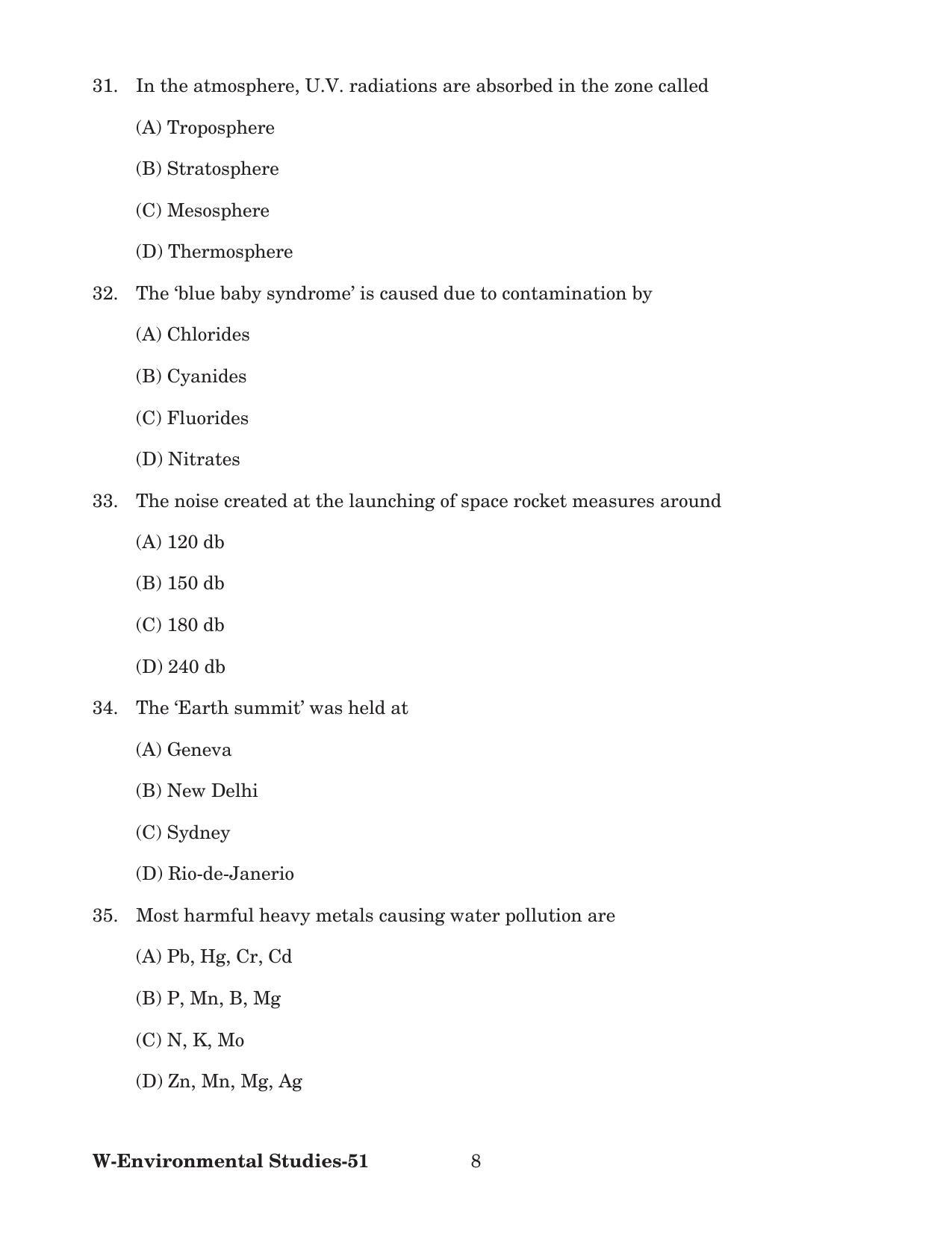 Odisha CPET 2022 ENVIRONMENTAL STUDIES Question Paper - Page 8