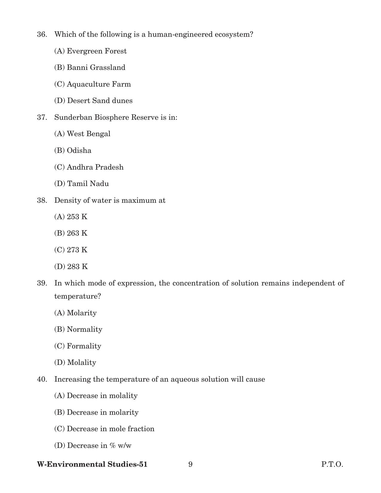Odisha CPET 2022 ENVIRONMENTAL STUDIES Question Paper - Page 9
