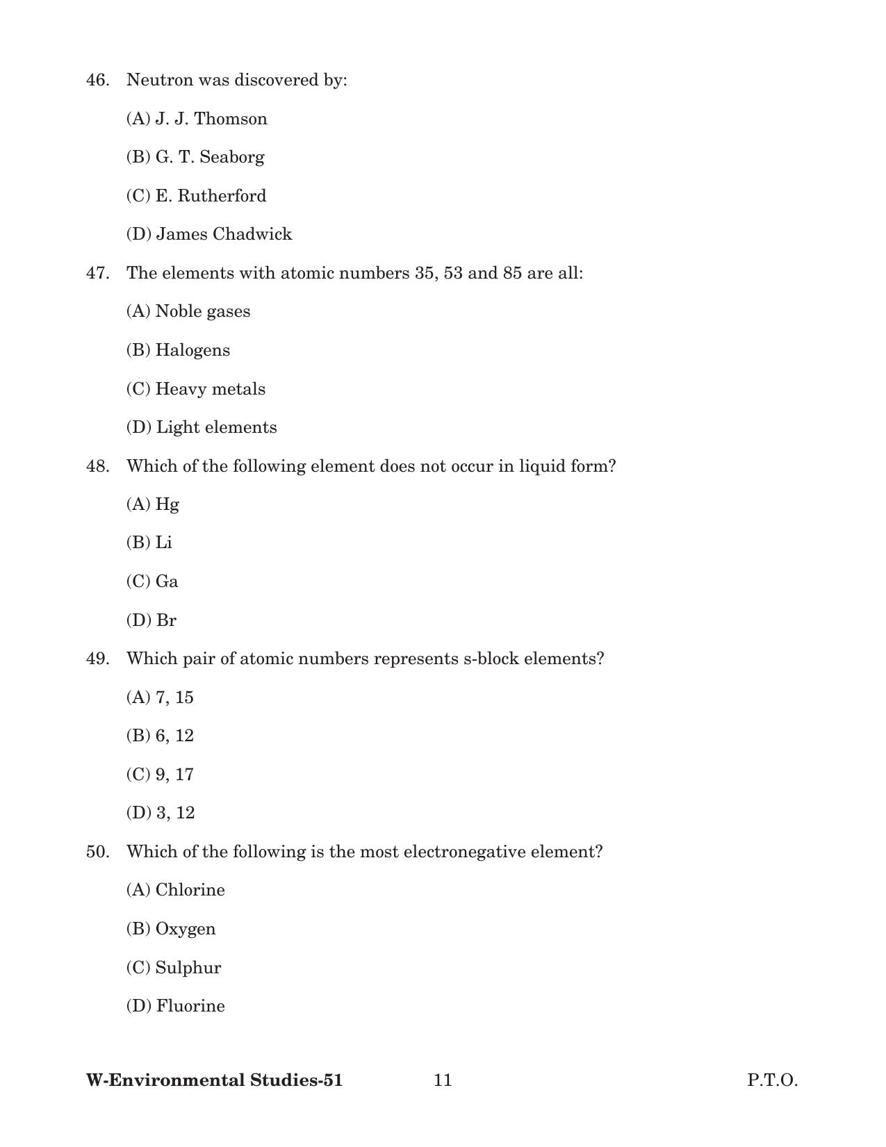 Odisha CPET 2022 ENVIRONMENTAL STUDIES Question Paper - Page 11