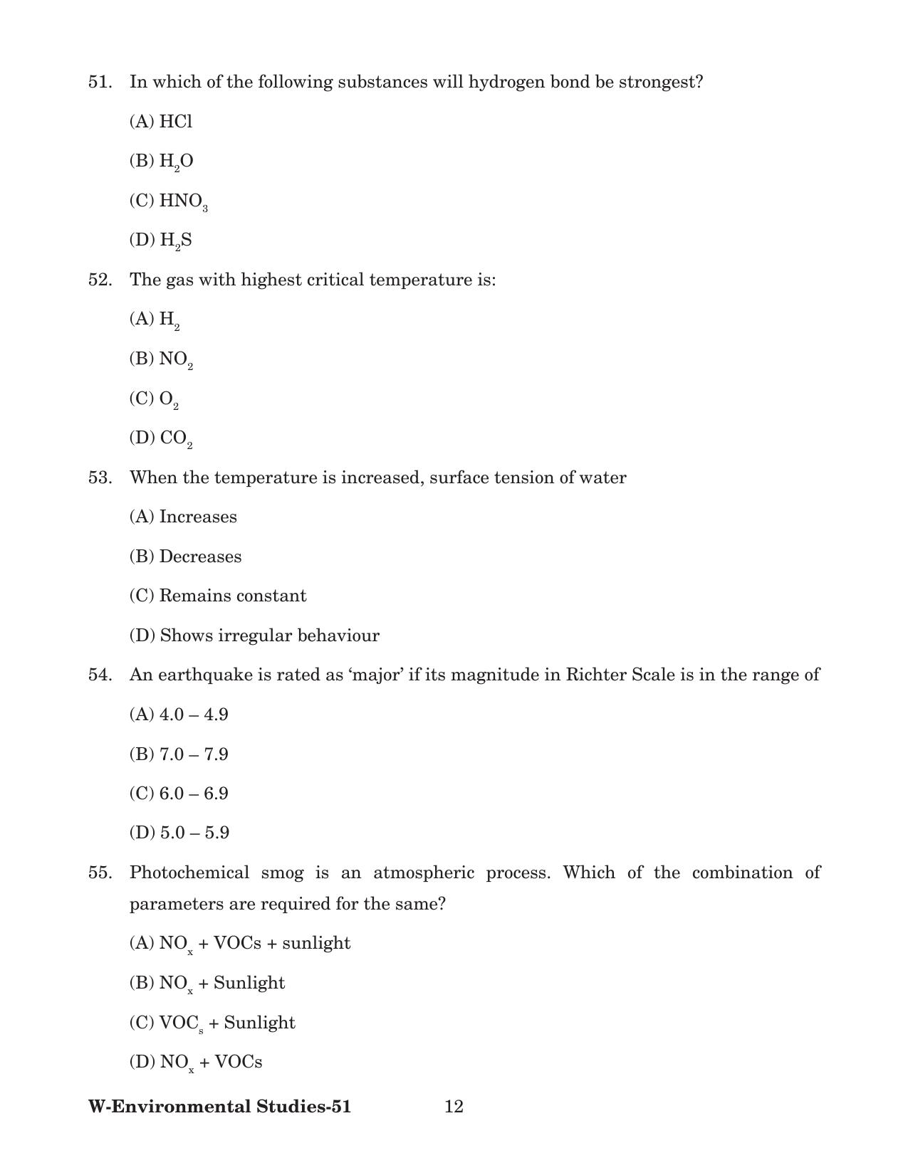 Odisha CPET 2022 ENVIRONMENTAL STUDIES Question Paper - Page 12