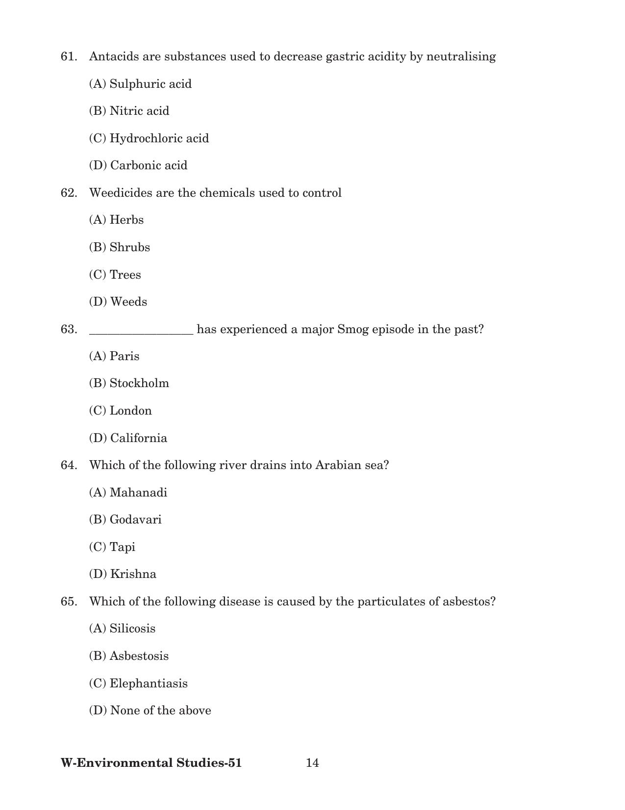 Odisha CPET 2022 ENVIRONMENTAL STUDIES Question Paper - Page 14