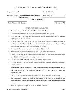Odisha CPET 2022 ENVIRONMENTAL STUDIES Question Paper