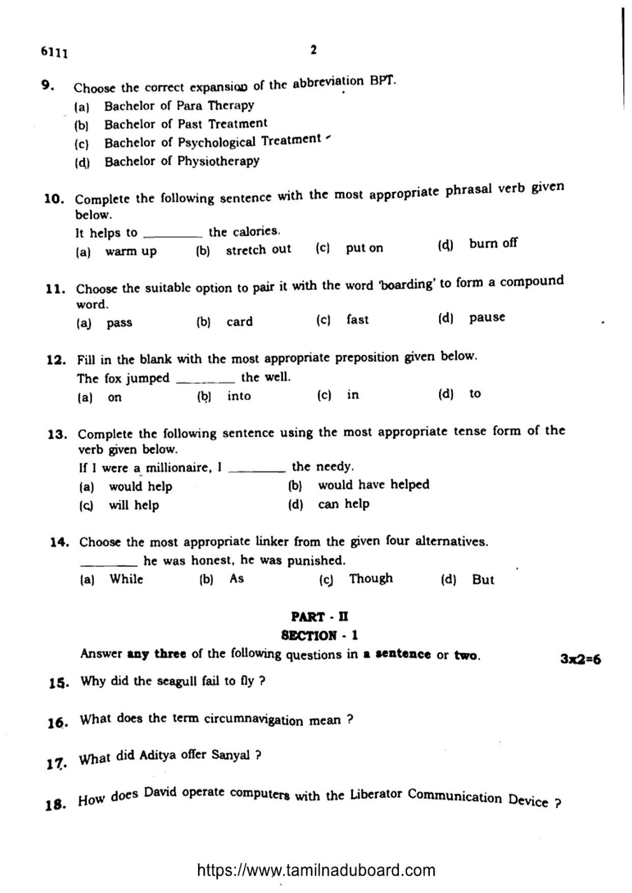 TN Class 10 English-6111 Question Papers May 2022 - Page 2