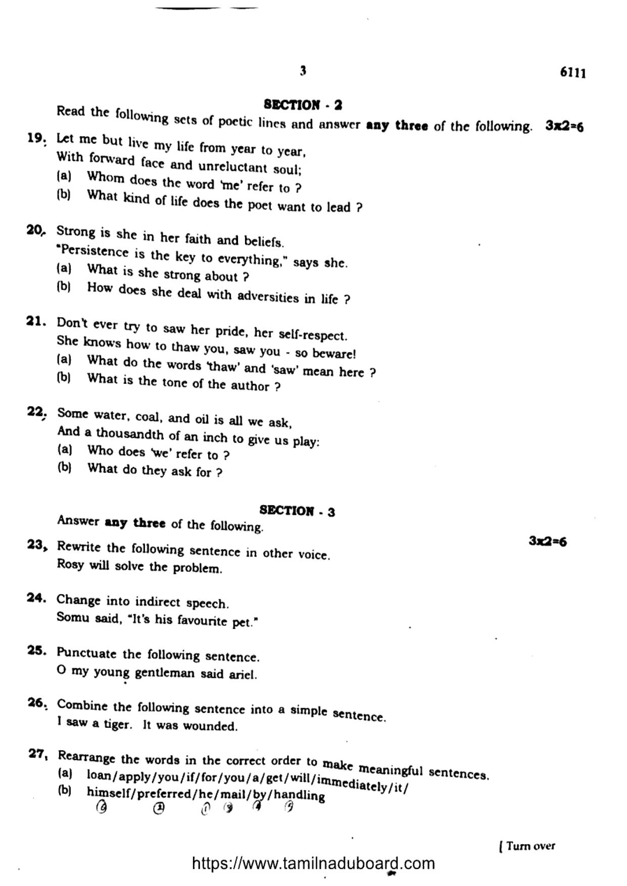 TN Class 10 English-6111 Question Papers May 2022 - Page 3