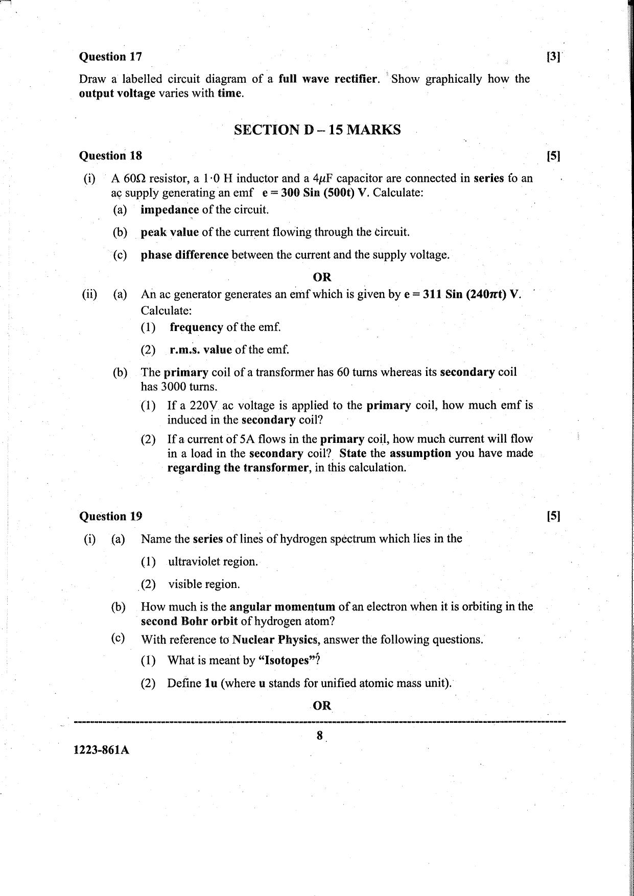 ISC Class 12 Physics 2023 Question Paper - Page 8
