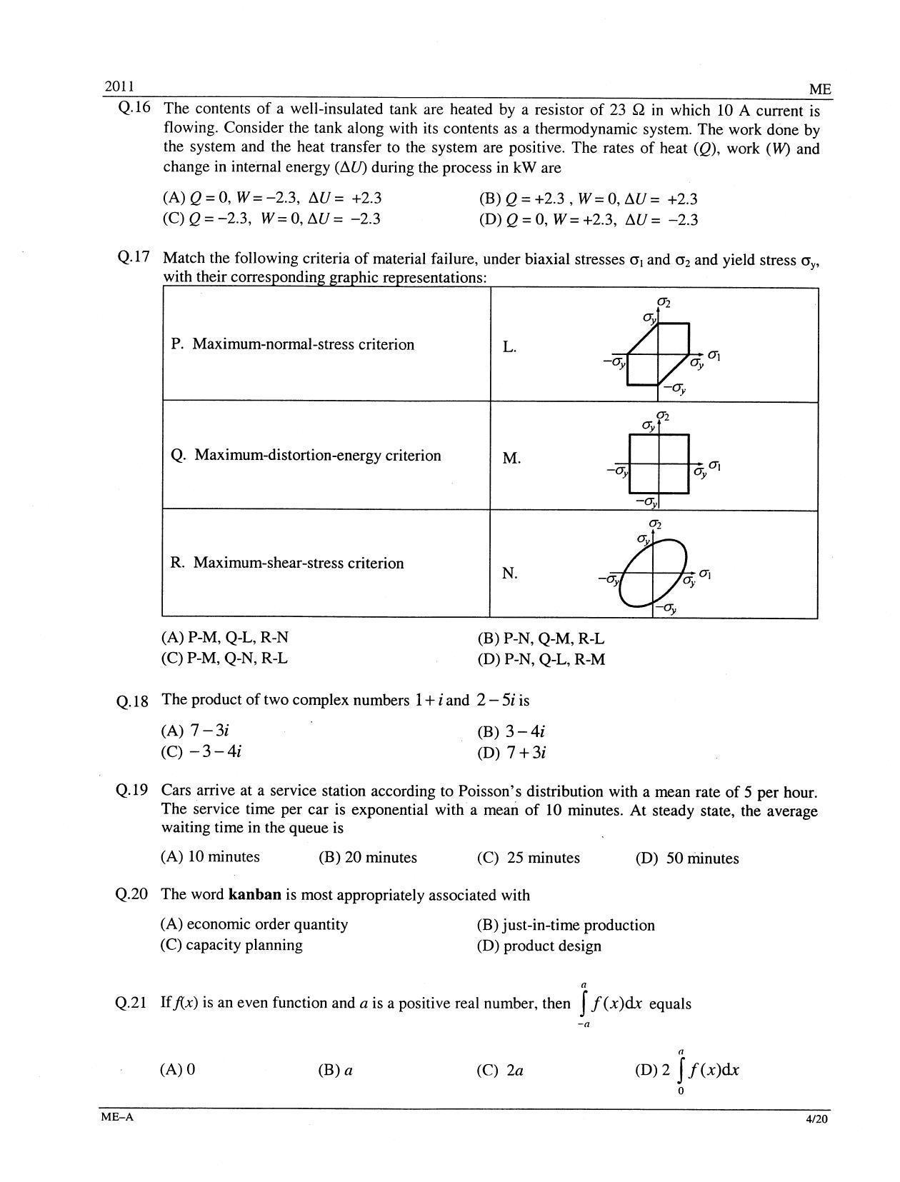 GATE 2011 Mechanical Engineering (ME) Question Paper with Answer Key - Page 4