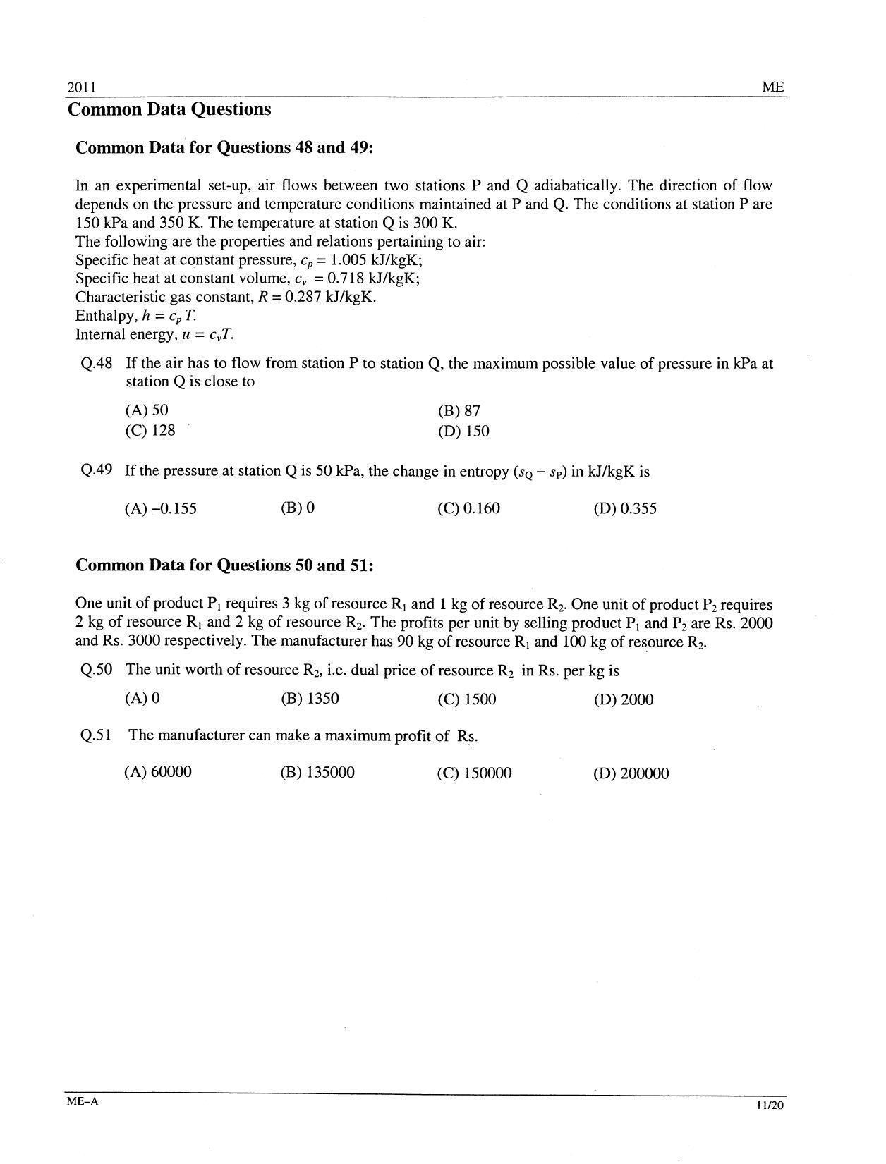 GATE 2011 Mechanical Engineering (ME) Question Paper with Answer Key - Page 11