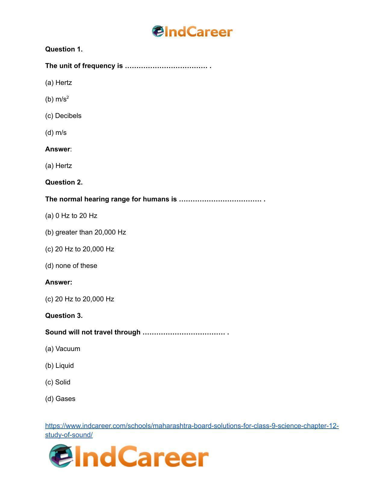 Maharashtra Board Solutions for Class 9- Science: Chapter 12- Study of Sound - Page 15