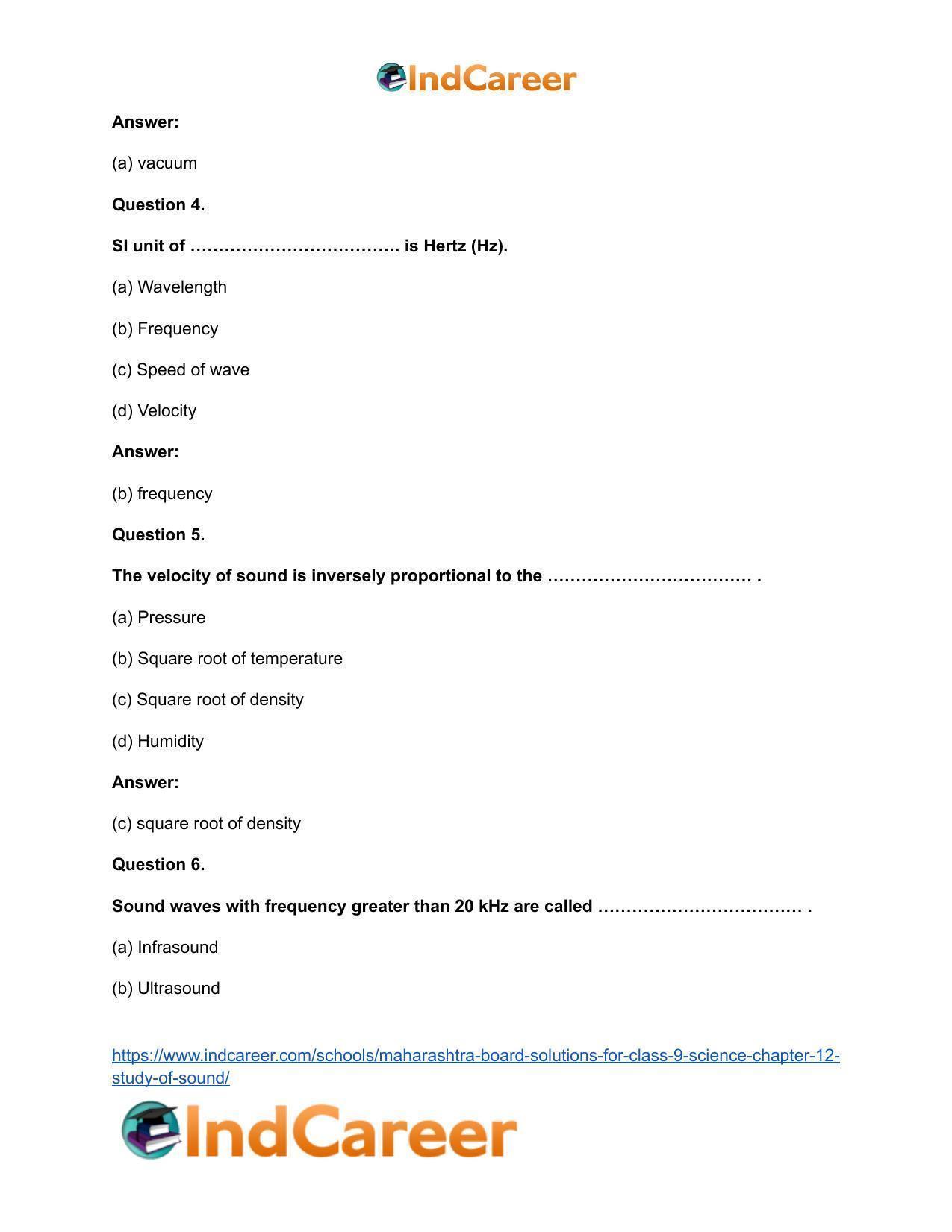 Maharashtra Board Solutions for Class 9- Science: Chapter 12- Study of Sound - Page 16