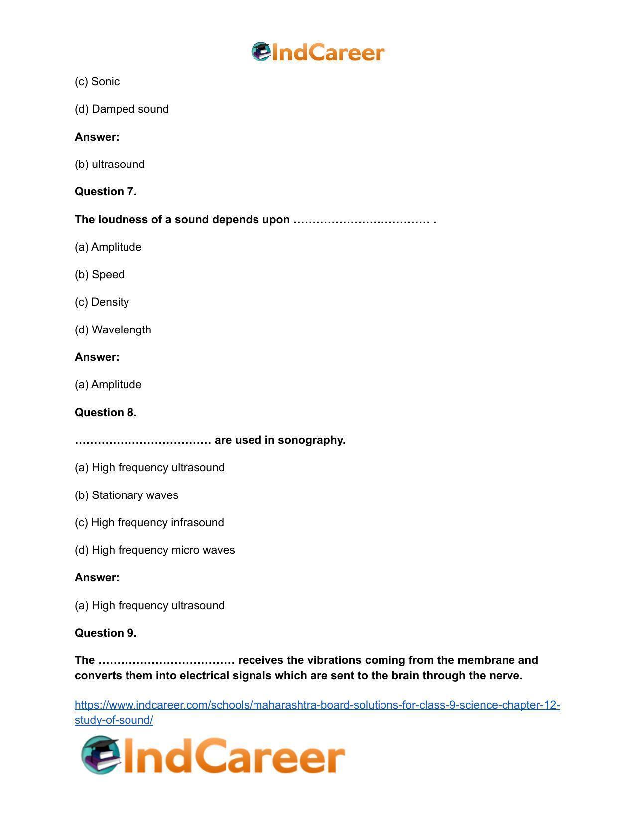 Maharashtra Board Solutions for Class 9- Science: Chapter 12- Study of Sound - Page 17