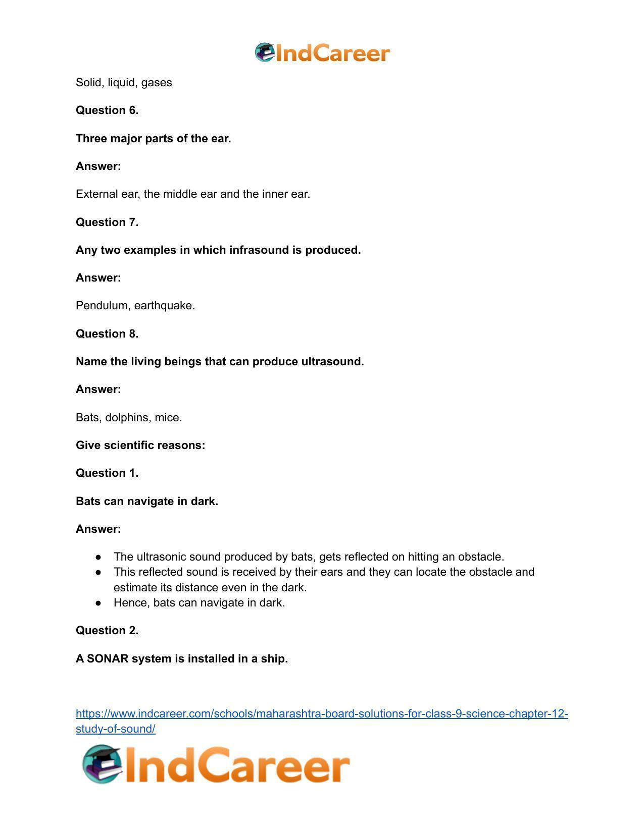 Maharashtra Board Solutions for Class 9- Science: Chapter 12- Study of Sound - Page 22