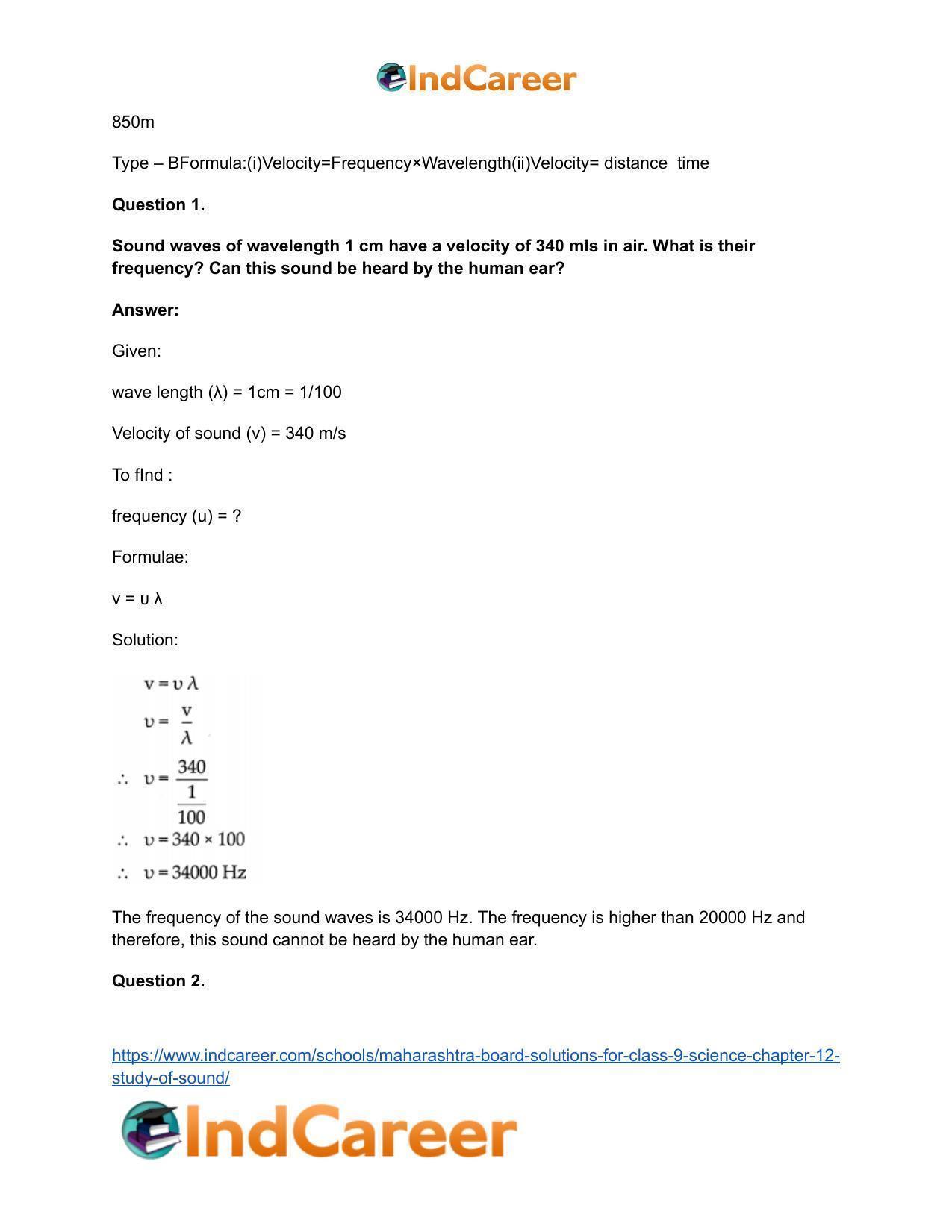 Maharashtra Board Solutions for Class 9- Science: Chapter 12- Study of Sound - Page 26