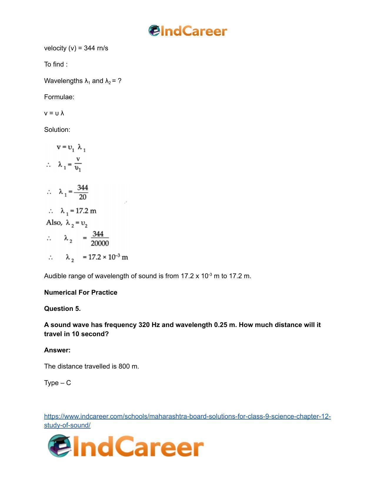 Maharashtra Board Solutions for Class 9- Science: Chapter 12- Study of Sound - Page 29