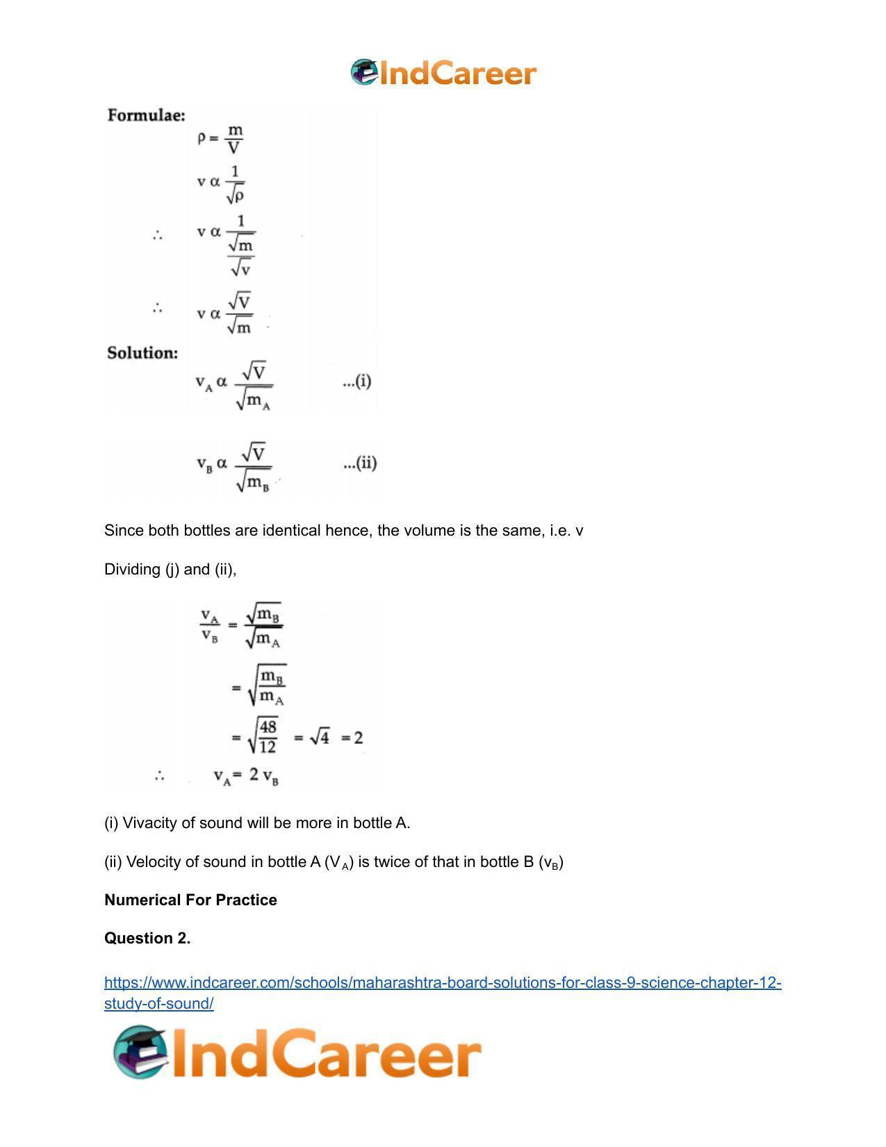 Maharashtra Board Solutions for Class 9- Science: Chapter 12- Study of Sound - Page 31