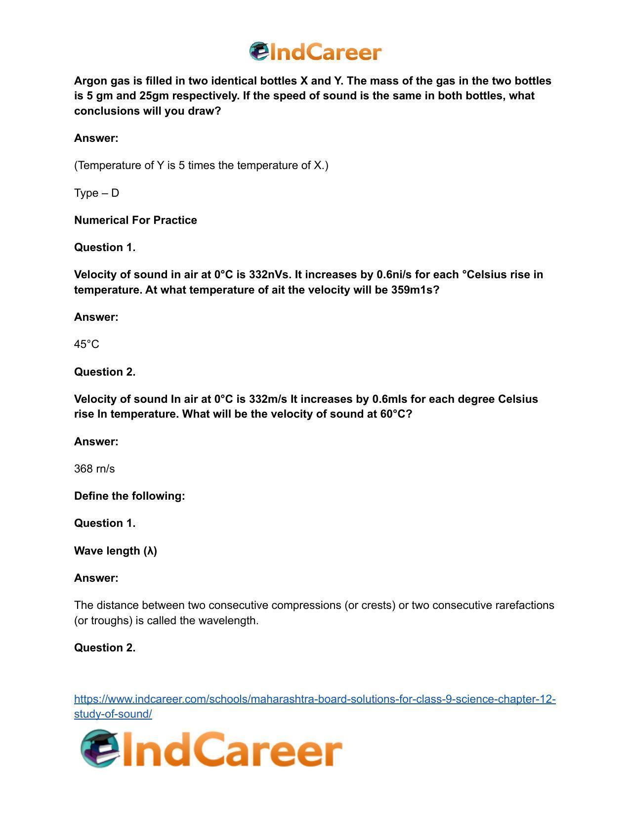 Maharashtra Board Solutions for Class 9- Science: Chapter 12- Study of Sound - Page 32