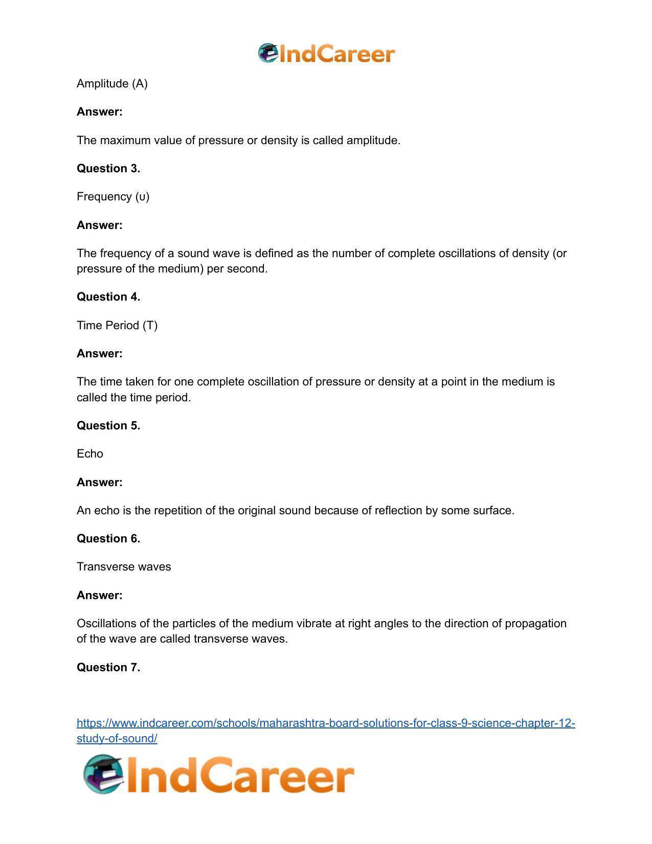 Maharashtra Board Solutions for Class 9- Science: Chapter 12- Study of Sound - Page 33
