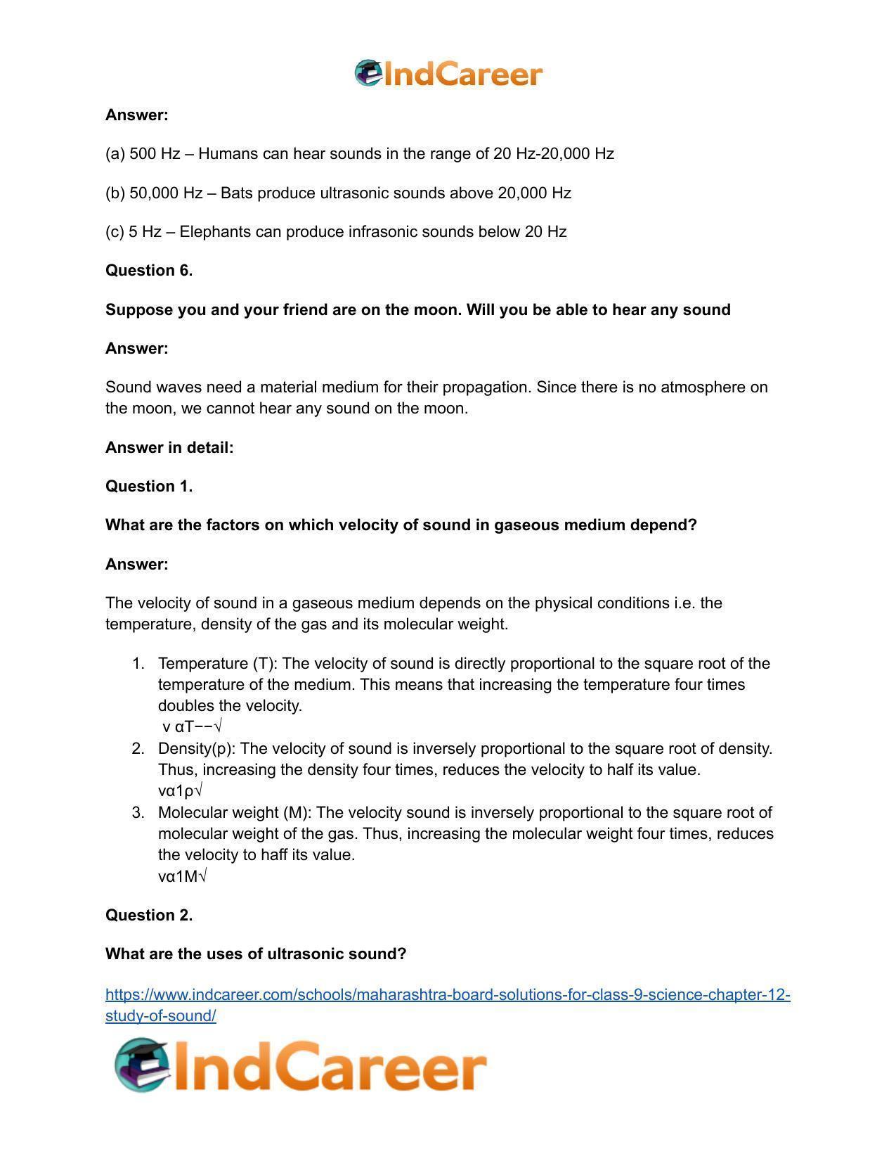 Maharashtra Board Solutions for Class 9- Science: Chapter 12- Study of Sound - Page 36