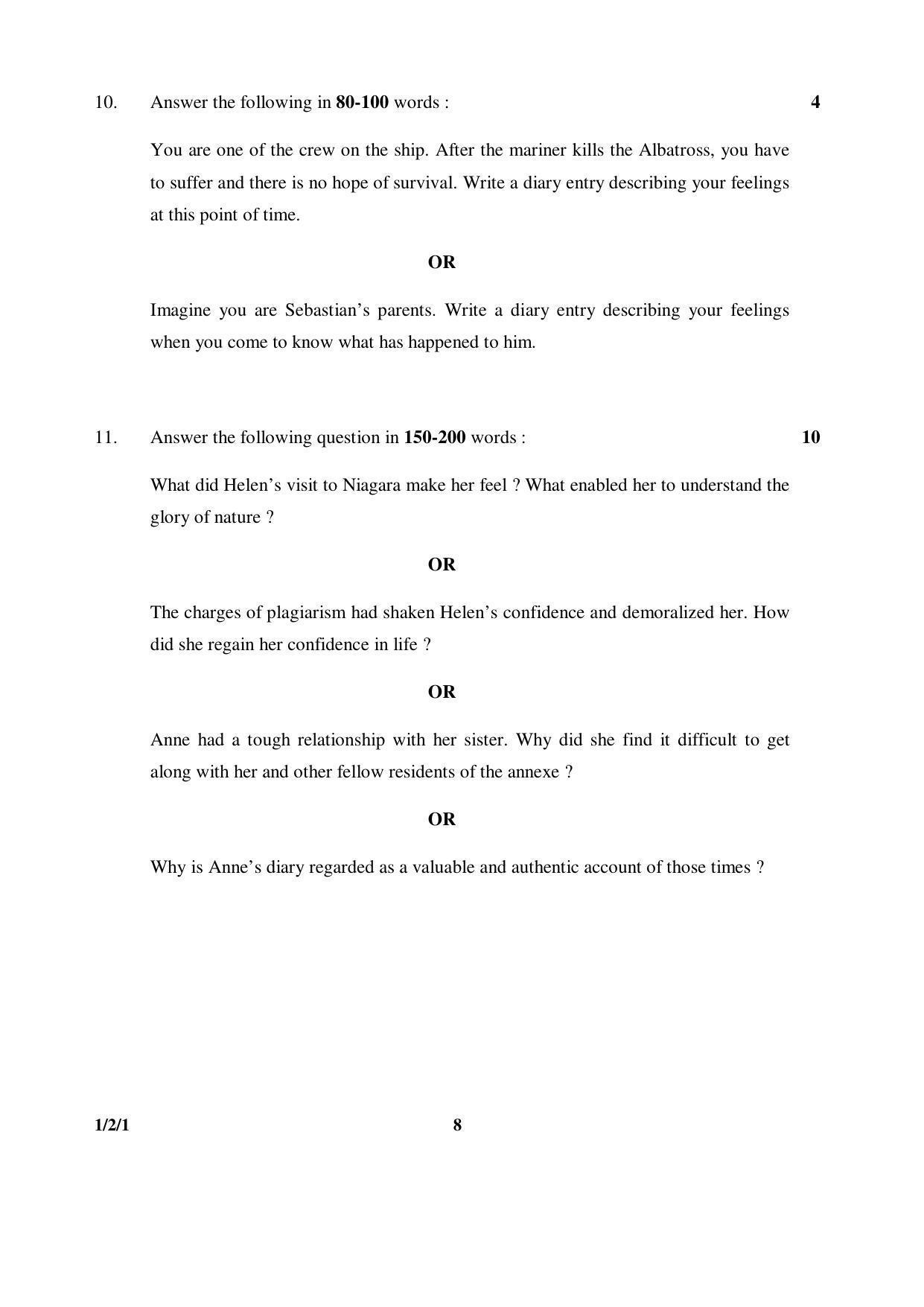 CBSE Class 10 1-2-1 ENGLISH COMMUNICATIVE 2016 Question Paper - Page 8