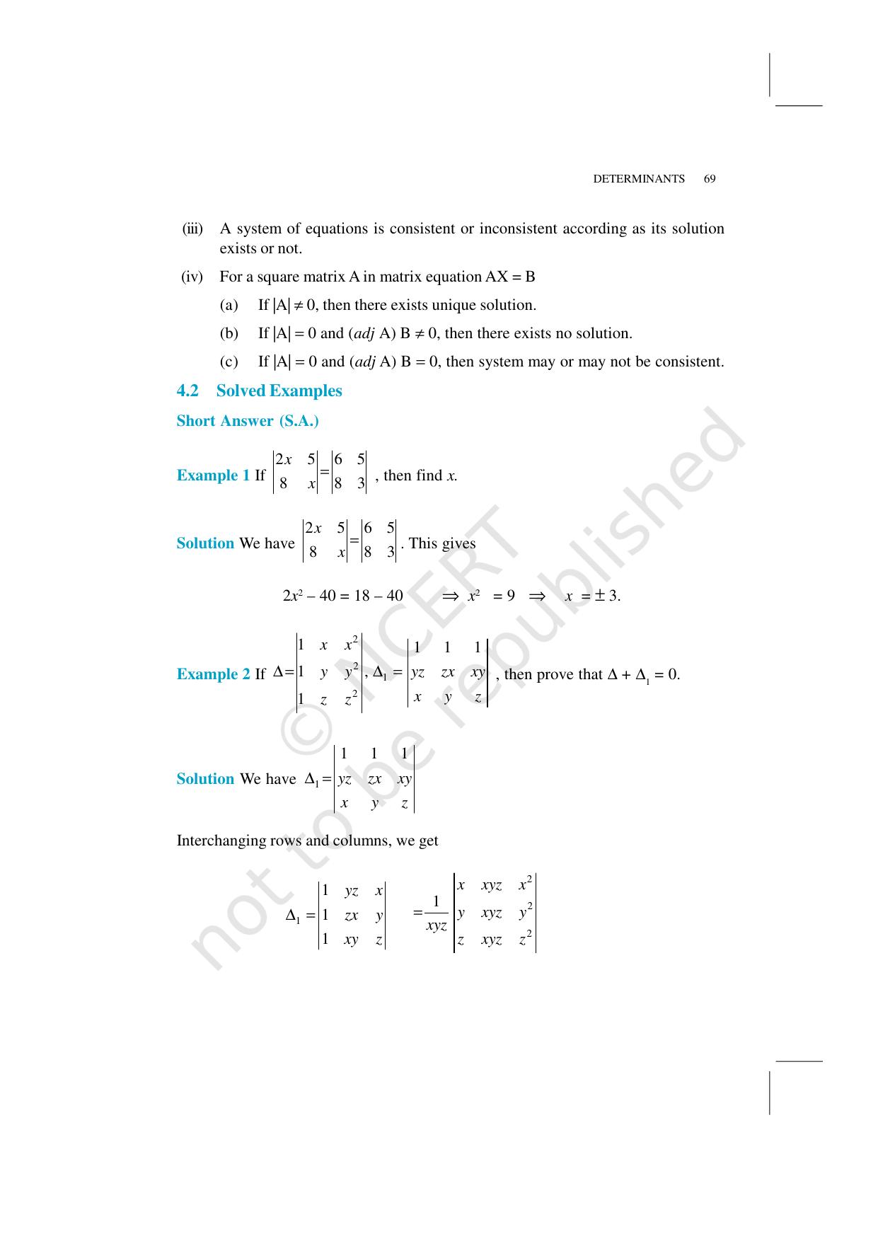 NCERT Exemplar Class 12: Mathematics Unit 4 (Determinants) - Page 5