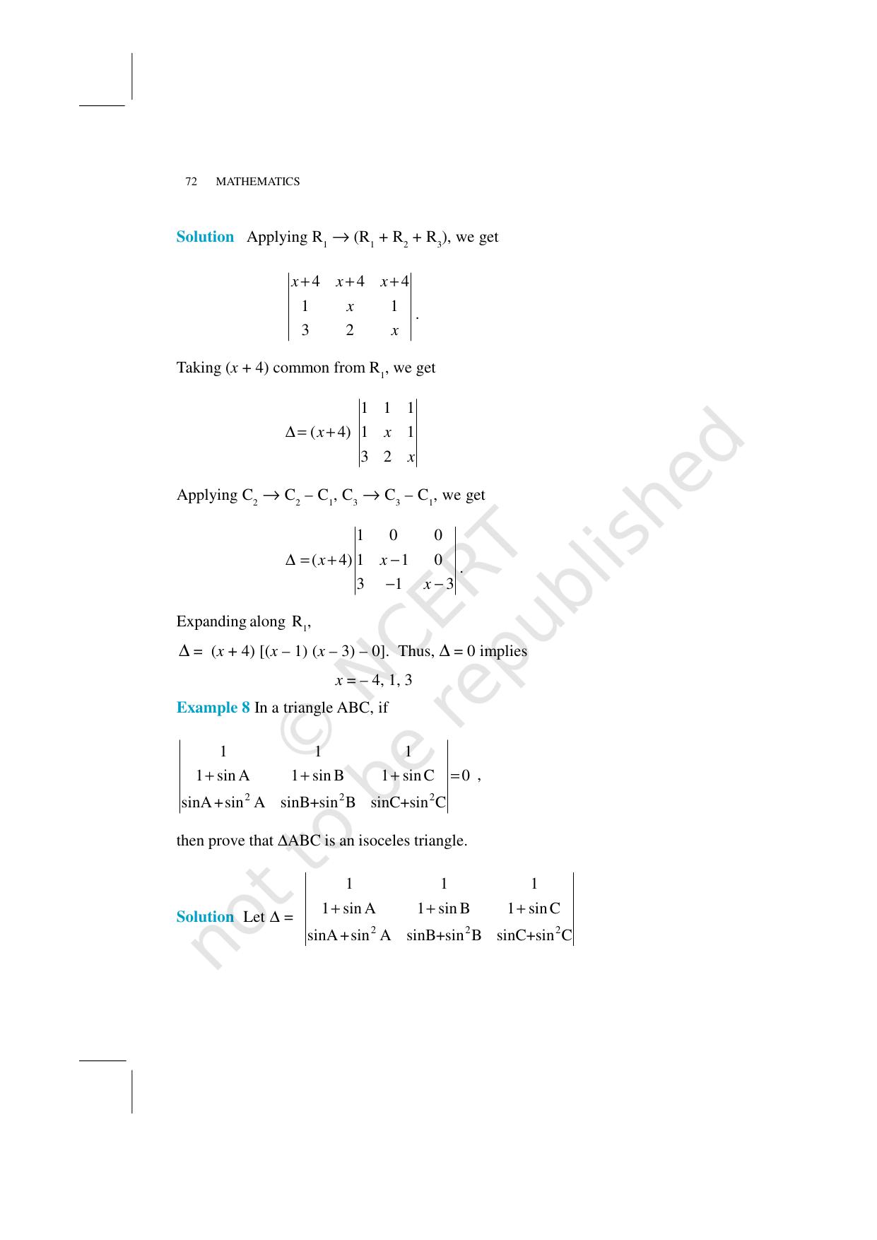 NCERT Exemplar Class 12: Mathematics Unit 4 (Determinants) - Page 8