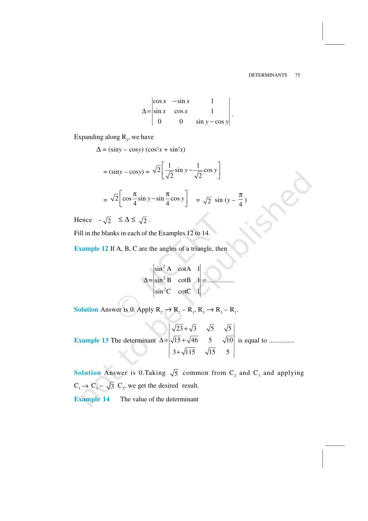 NCERT Exemplar Class 12: Mathematics Unit 4 (Determinants) - Page 11