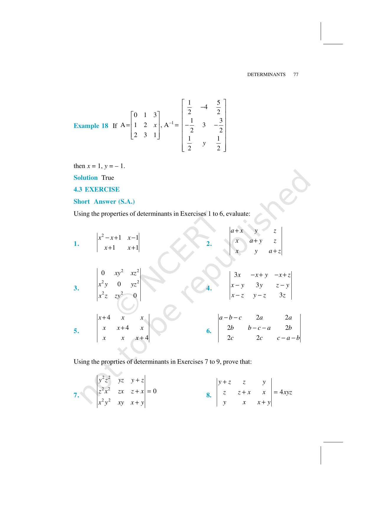 NCERT Exemplar Class 12: Mathematics Unit 4 (Determinants) - Page 13