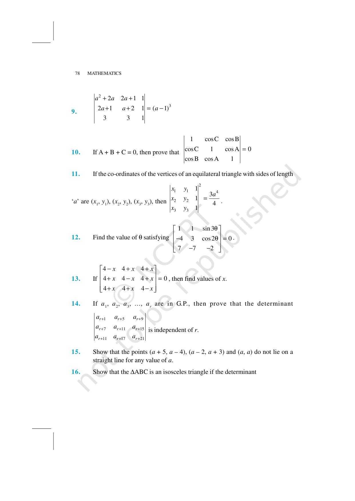 NCERT Exemplar Class 12: Mathematics Unit 4 (Determinants) - Page 14