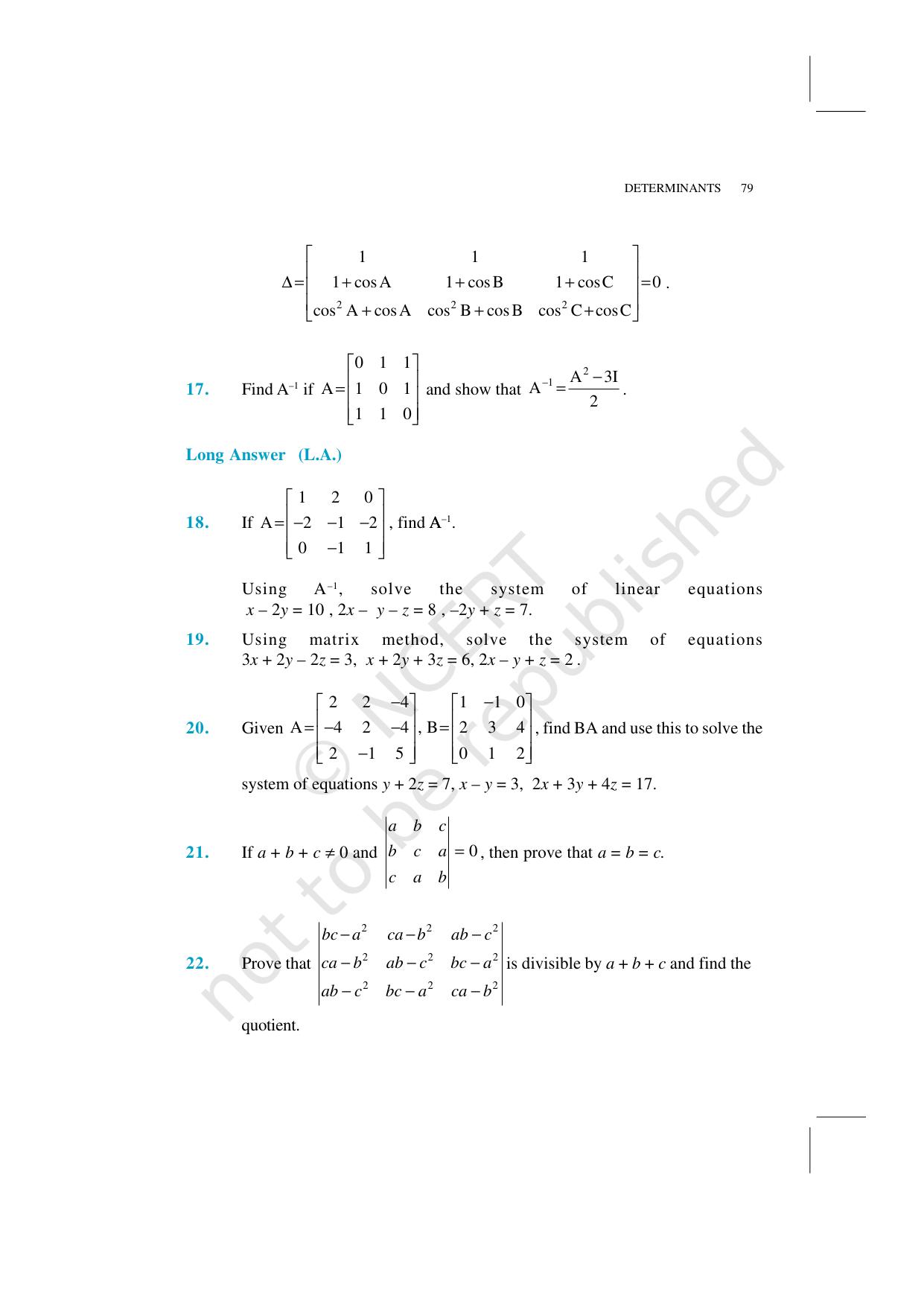 NCERT Exemplar Class 12: Mathematics Unit 4 (Determinants) - Page 15