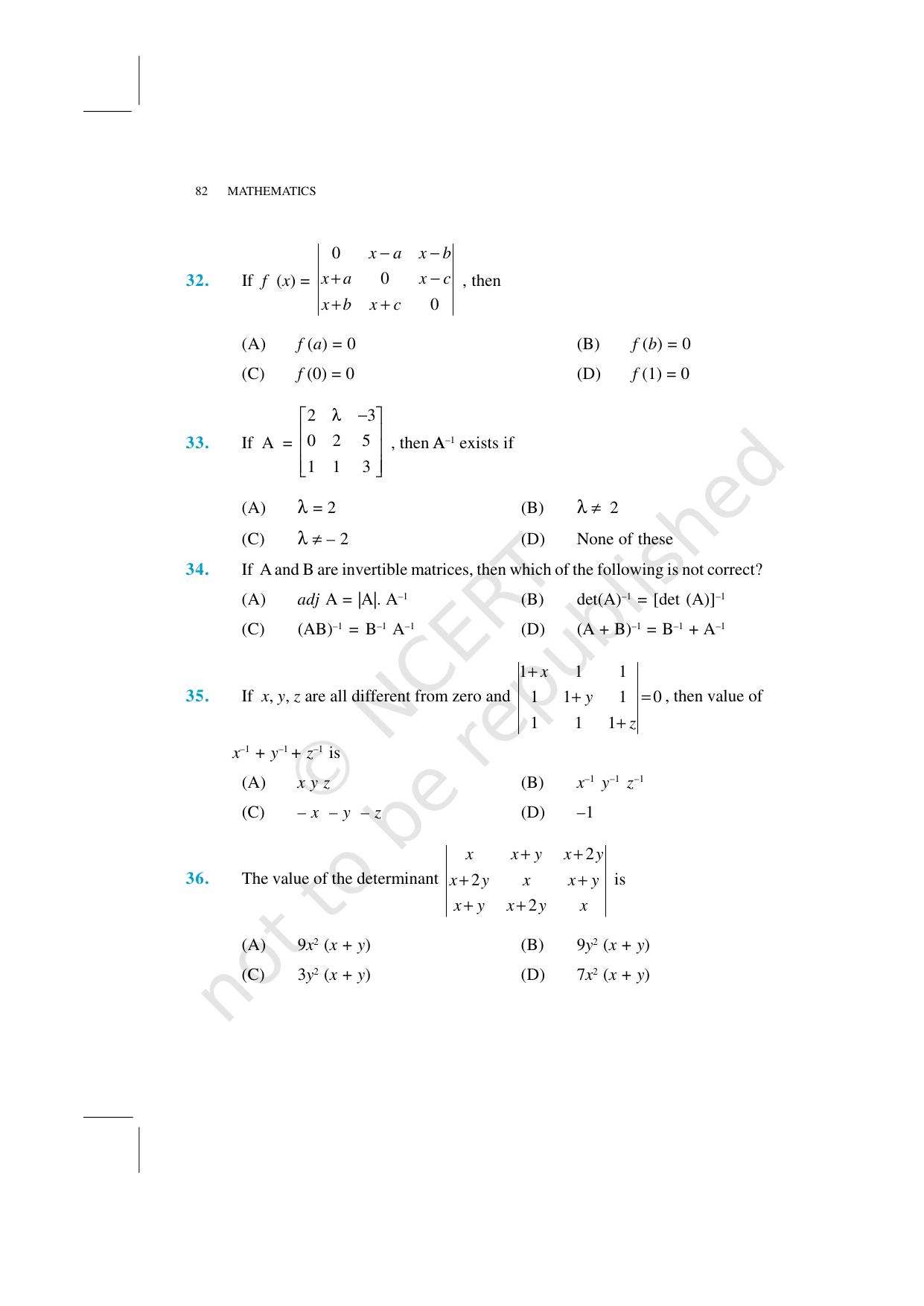 NCERT Exemplar Class 12: Mathematics Unit 4 (Determinants) - Page 18