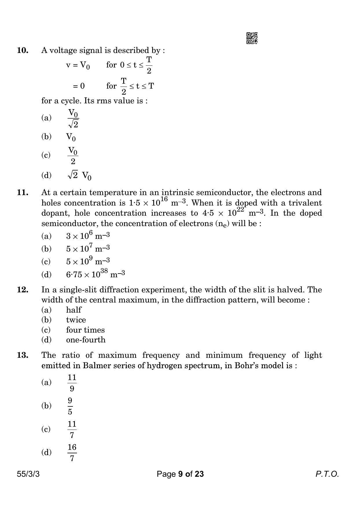 CBSE Class 12 55-3-3 Physics 2023 Question Paper - Page 9
