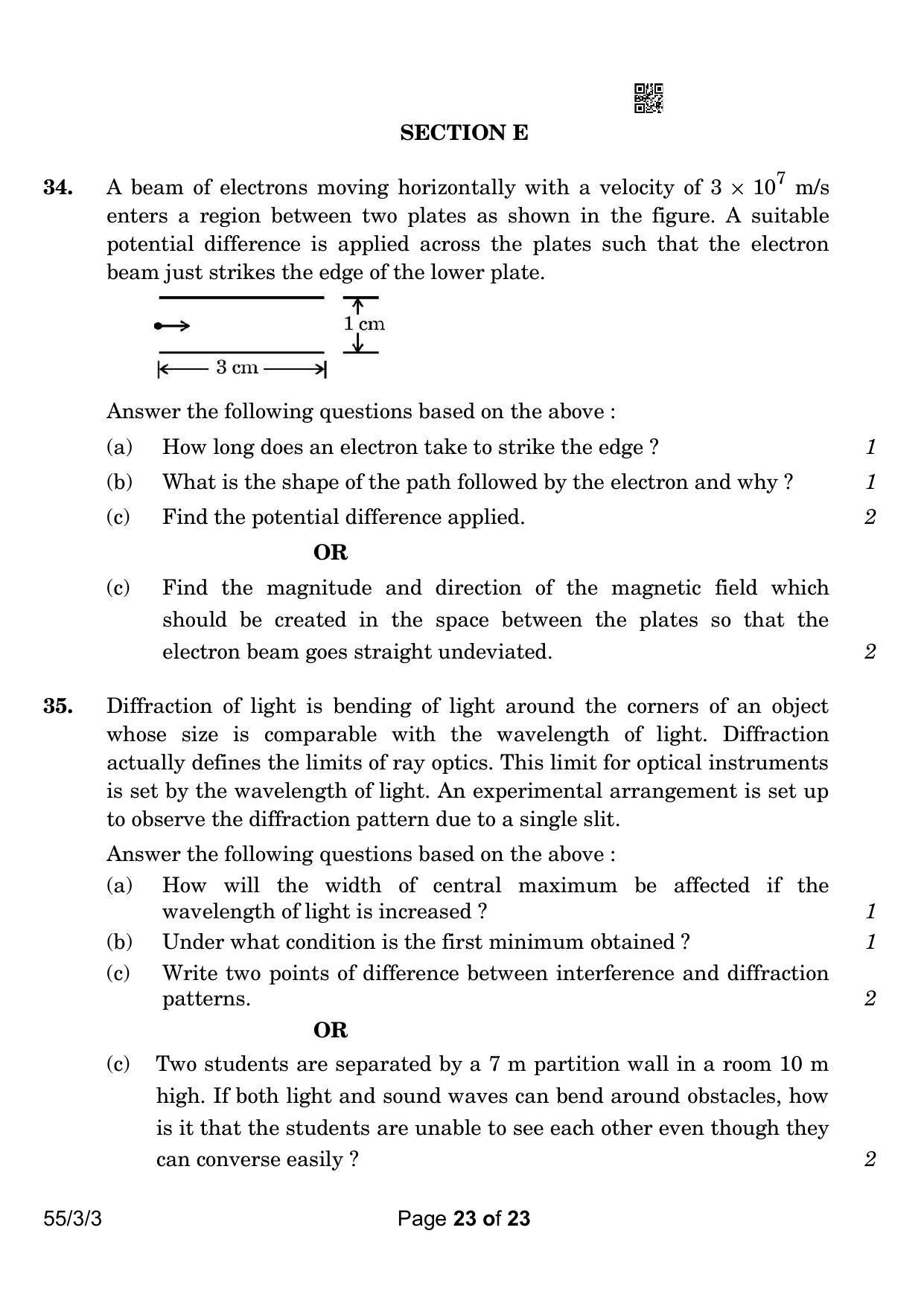 CBSE Class 12 55-3-3 Physics 2023 Question Paper - Page 23