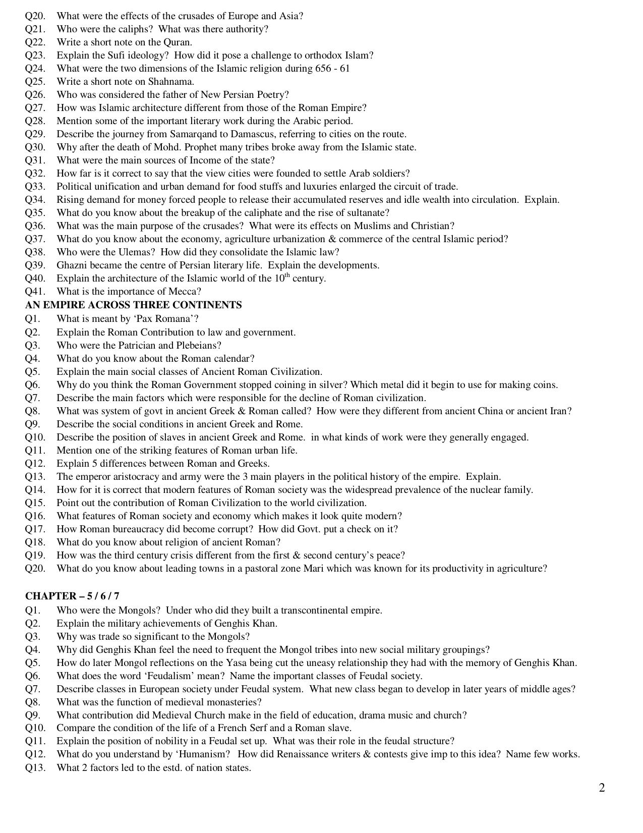 CBSE Worksheets for Class 11 History Assignment 4 - Page 2