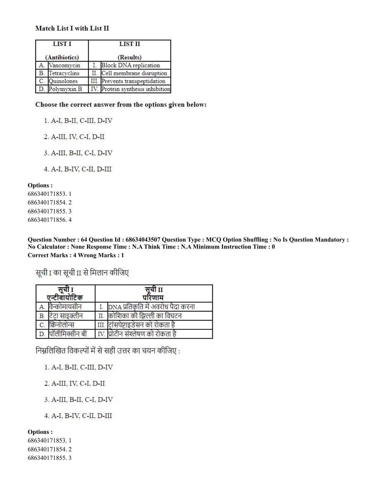 CUET PG 2023: SCQP25 – Plant Biotechnology (Eng)-Shift 3 (30-06-2023) Question Paper - Page 65