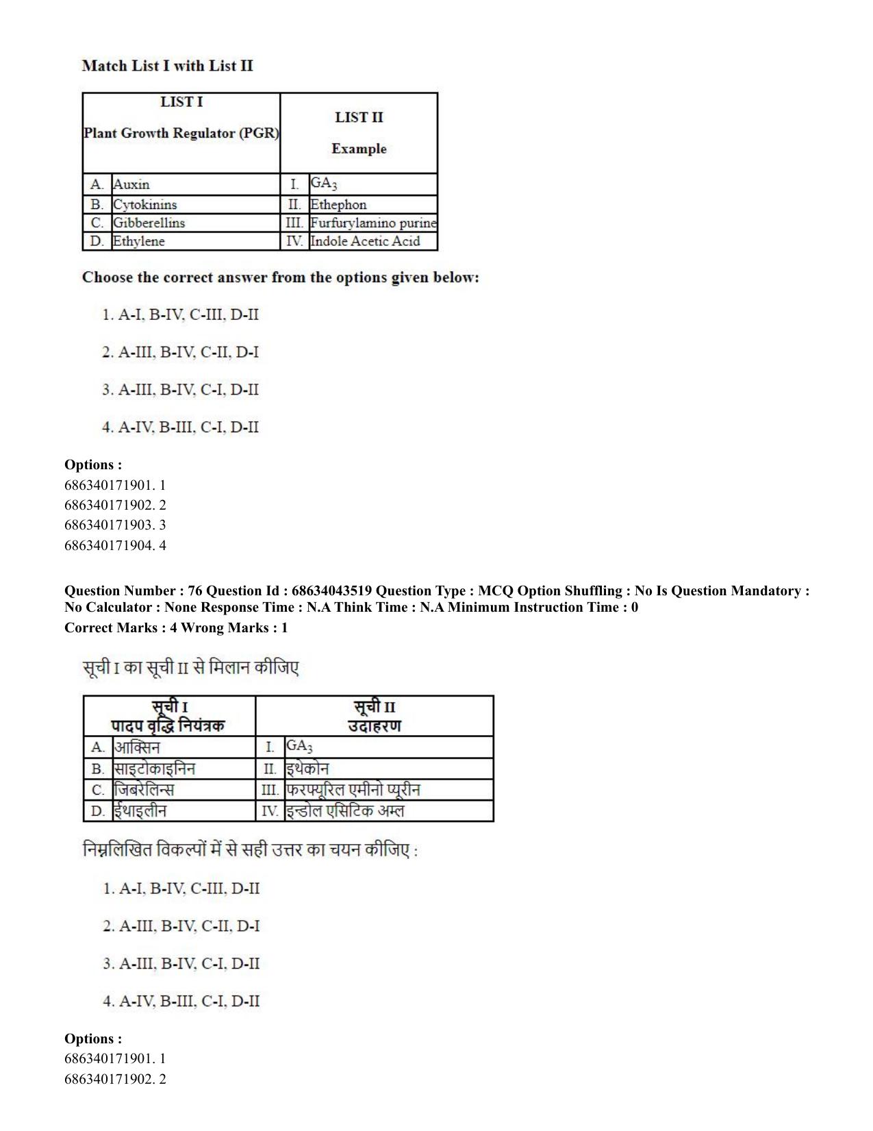 CUET PG 2023: SCQP25 – Plant Biotechnology (Eng)-Shift 3 (30-06-2023) Question Paper - Page 77