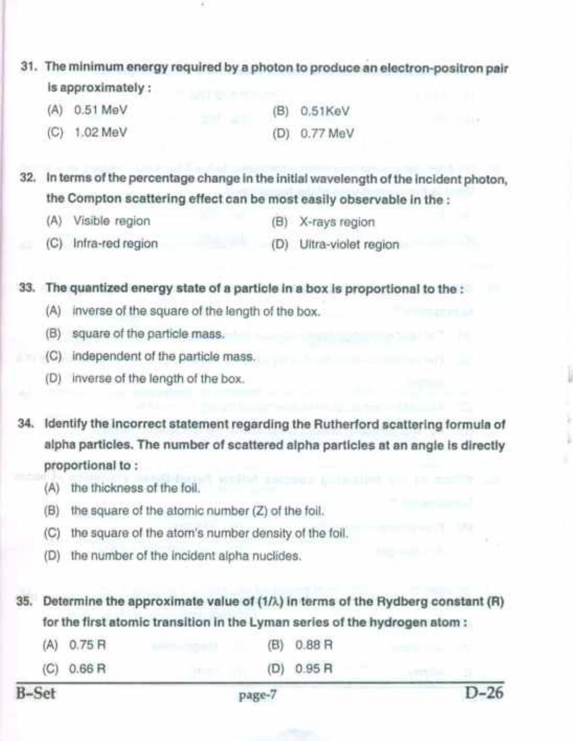 PU CET(PG) 2017: M.Sc. Forensic Science & Criminology SET B Question Paper - Page 7