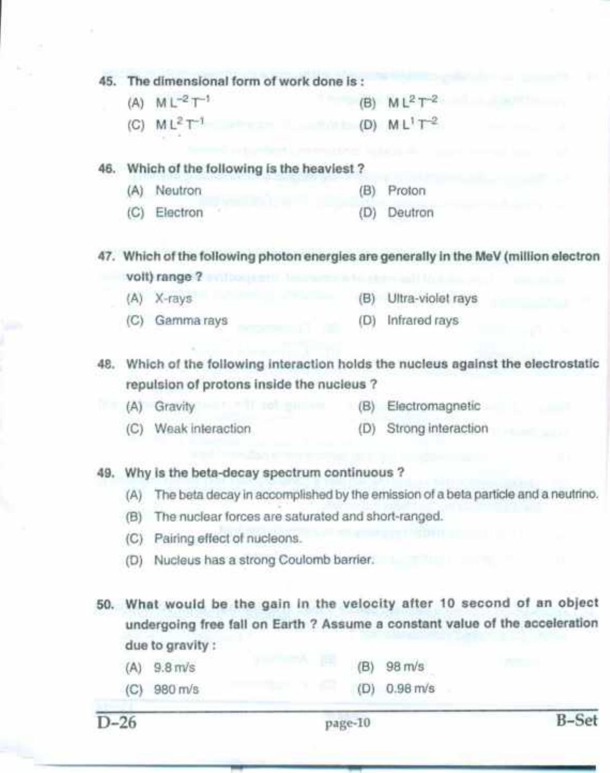 PU CET(PG) 2017: M.Sc. Forensic Science & Criminology SET B Question Paper - Page 10