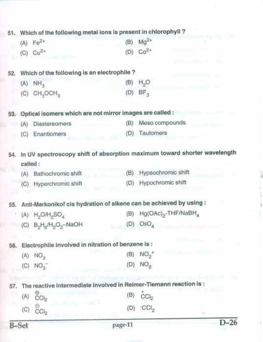 PU CET(PG) 2017: M.Sc. Forensic Science & Criminology SET B Question Paper - Page 11