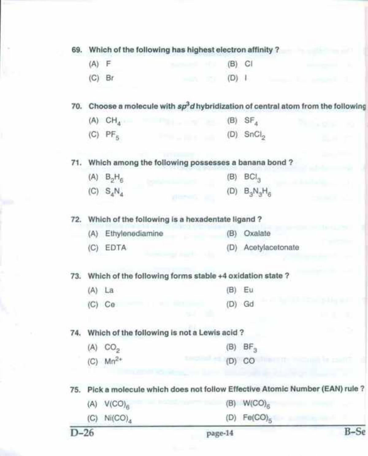 PU CET(PG) 2017: M.Sc. Forensic Science & Criminology SET B Question Paper - Page 14