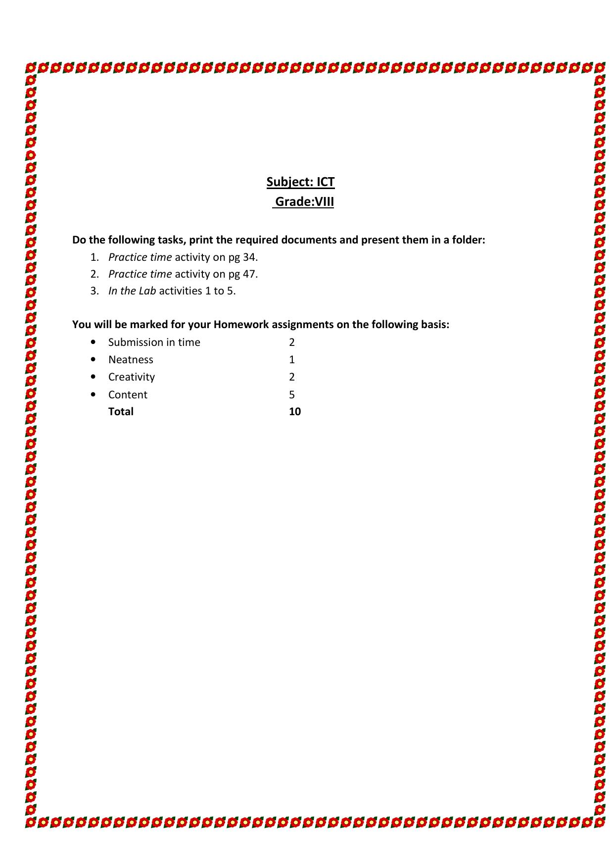 CBSE Worksheets for Class 8 Computer Science Assignment 2 - Page 1